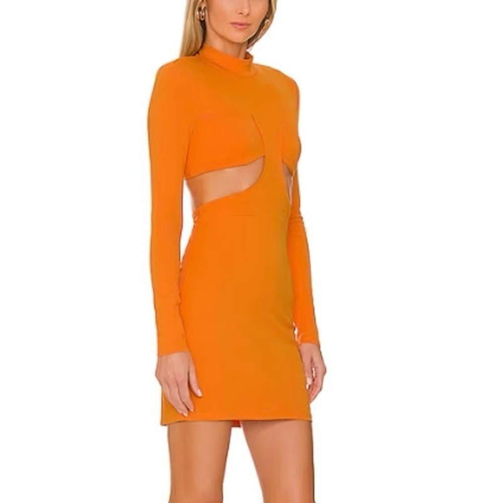 h:ours NWT Antonella Cut-Out Long Sleeve Mini Dress – Bright Orange – Size M